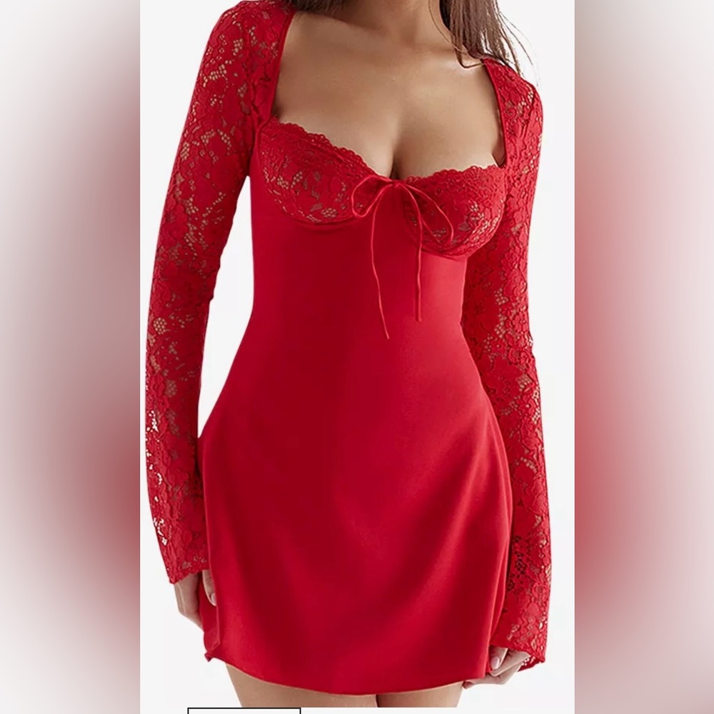 House of CB Red Lace Mini Dress